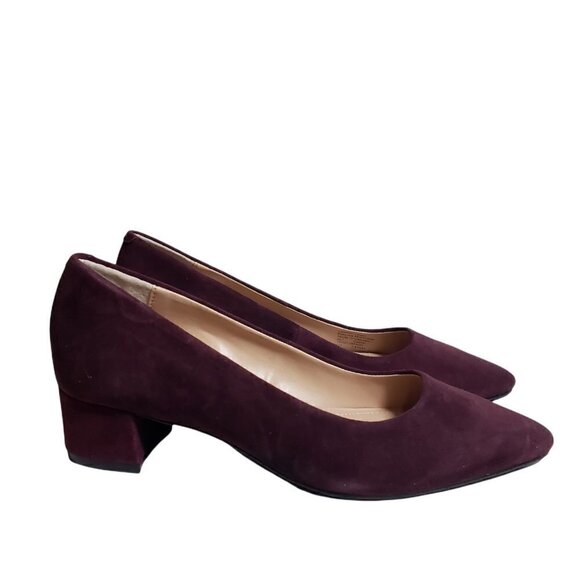 Alfani Womens Purple Suede Almond Toe Slip On Block Heels Career Shoes Size 6 M - Picture 1 of 9
